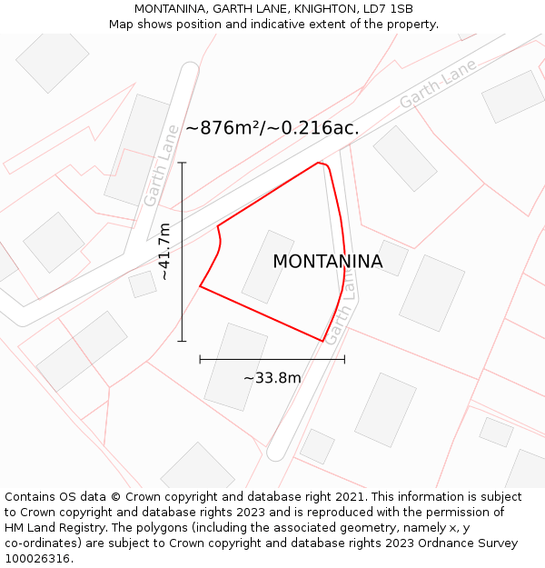 MONTANINA, GARTH LANE, KNIGHTON, LD7 1SB: Plot and title map