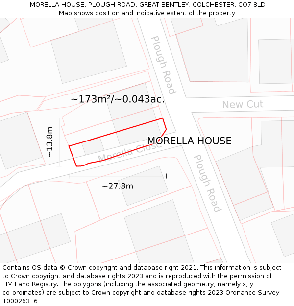 MORELLA HOUSE, PLOUGH ROAD, GREAT BENTLEY, COLCHESTER, CO7 8LD: Plot and title map