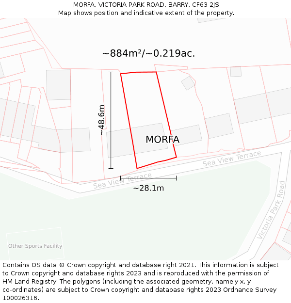 MORFA, VICTORIA PARK ROAD, BARRY, CF63 2JS: Plot and title map