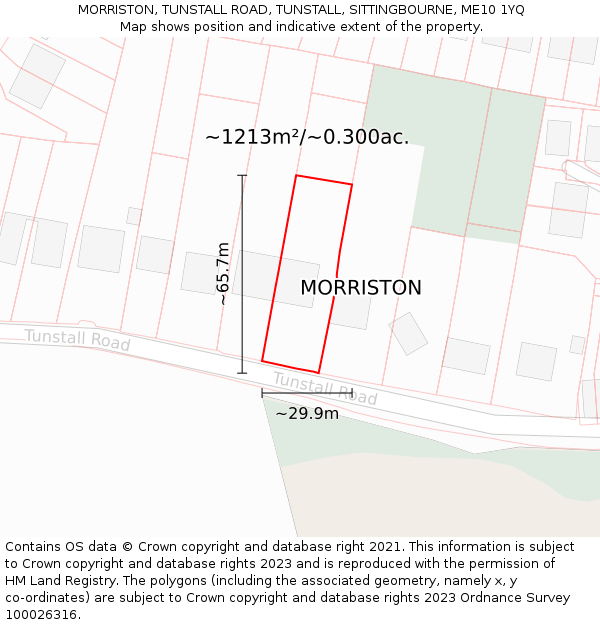 MORRISTON, TUNSTALL ROAD, TUNSTALL, SITTINGBOURNE, ME10 1YQ: Plot and title map