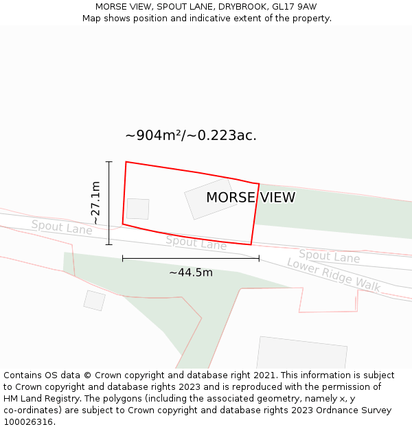 MORSE VIEW, SPOUT LANE, DRYBROOK, GL17 9AW: Plot and title map