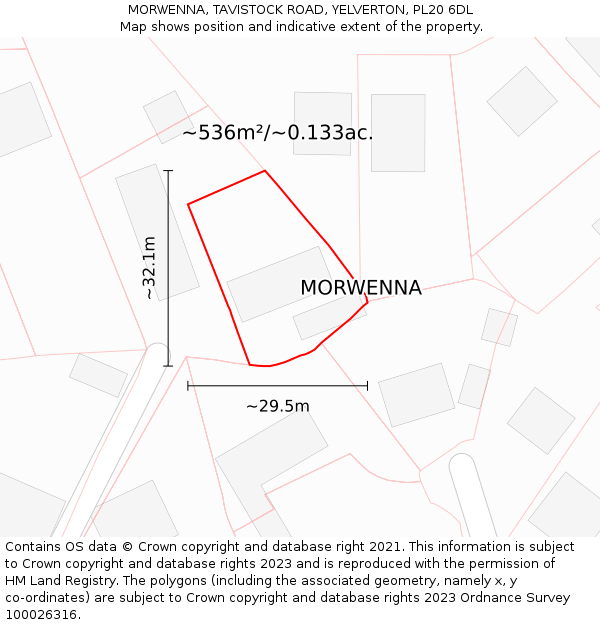 MORWENNA, TAVISTOCK ROAD, YELVERTON, PL20 6DL: Plot and title map