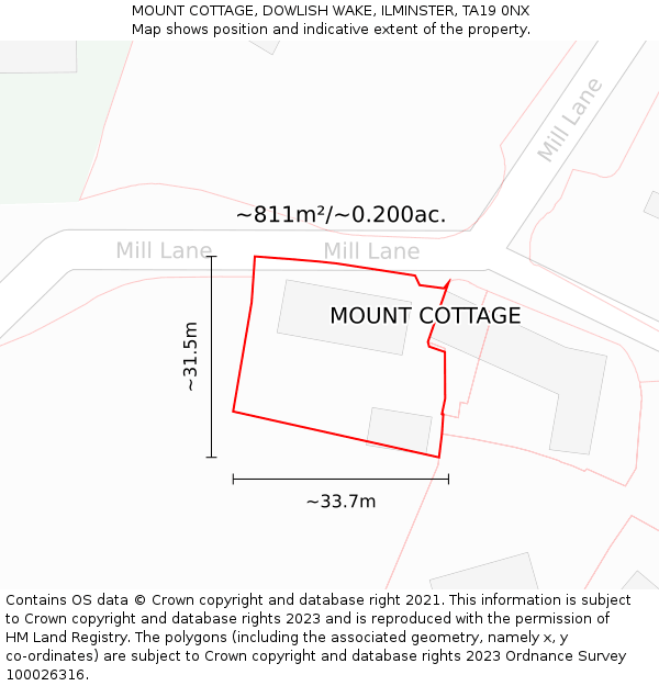 MOUNT COTTAGE, DOWLISH WAKE, ILMINSTER, TA19 0NX: Plot and title map