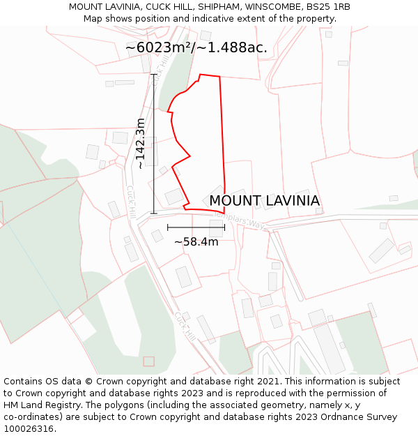 MOUNT LAVINIA, CUCK HILL, SHIPHAM, WINSCOMBE, BS25 1RB: Plot and title map