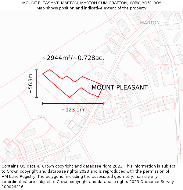 MOUNT PLEASANT, MARTON, MARTON CUM GRAFTON, YORK, YO51 9QY: Plot and title map
