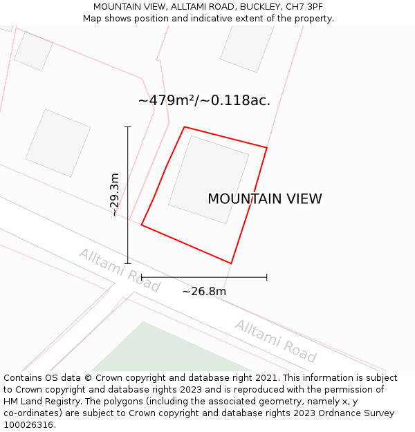 MOUNTAIN VIEW, ALLTAMI ROAD, BUCKLEY, CH7 3PF: Plot and title map