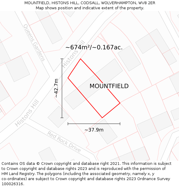 MOUNTFIELD, HISTONS HILL, CODSALL, WOLVERHAMPTON, WV8 2ER: Plot and title map