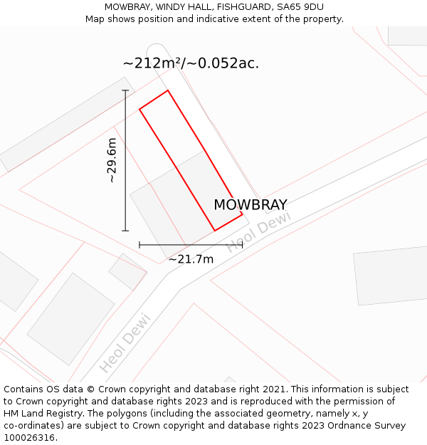 MOWBRAY, WINDY HALL, FISHGUARD, SA65 9DU: Plot and title map