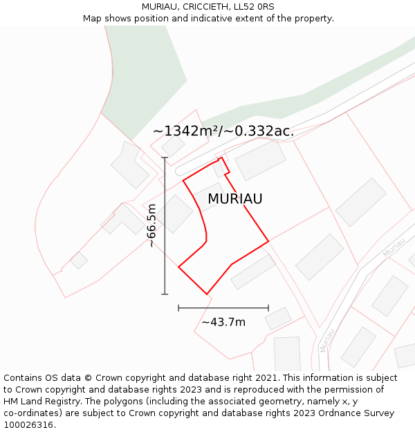 MURIAU, CRICCIETH, LL52 0RS: Plot and title map