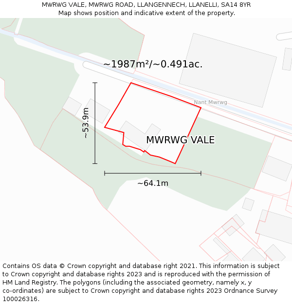 MWRWG VALE, MWRWG ROAD, LLANGENNECH, LLANELLI, SA14 8YR: Plot and title map