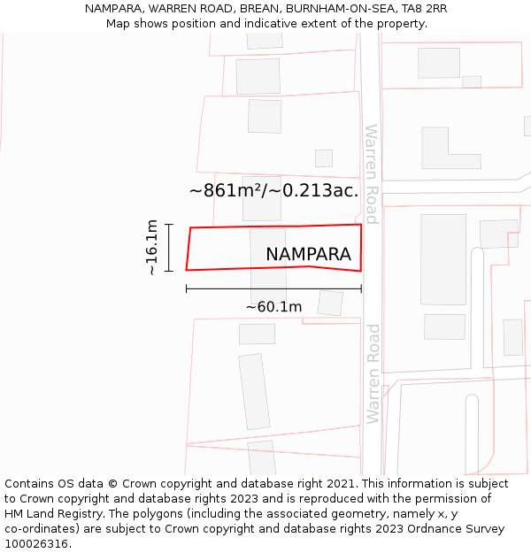 NAMPARA, WARREN ROAD, BREAN, BURNHAM-ON-SEA, TA8 2RR: Plot and title map