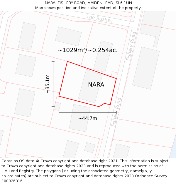 NARA, FISHERY ROAD, MAIDENHEAD, SL6 1UN: Plot and title map