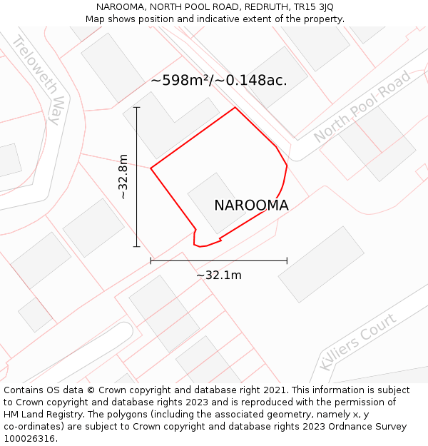 NAROOMA, NORTH POOL ROAD, REDRUTH, TR15 3JQ: Plot and title map