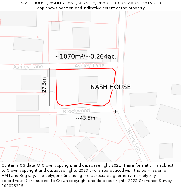 NASH HOUSE, ASHLEY LANE, WINSLEY, BRADFORD-ON-AVON, BA15 2HR: Plot and title map