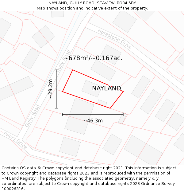 NAYLAND, GULLY ROAD, SEAVIEW, PO34 5BY: Plot and title map