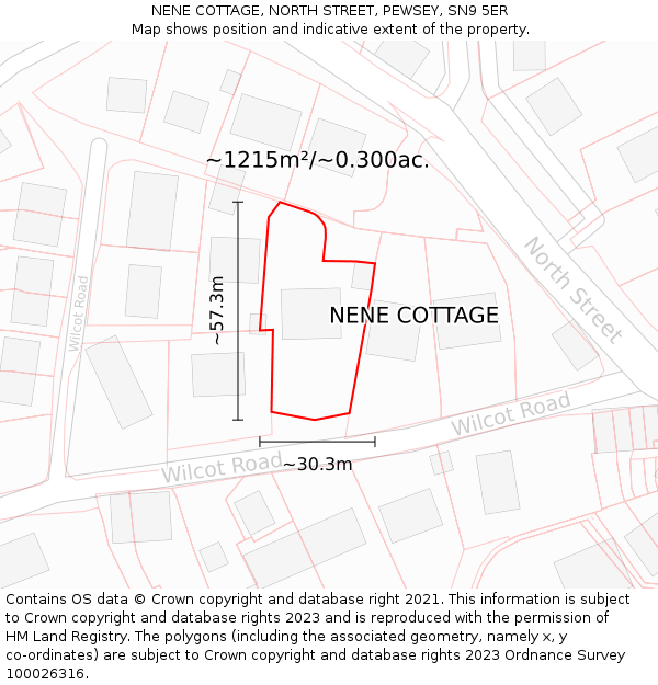 NENE COTTAGE, NORTH STREET, PEWSEY, SN9 5ER: Plot and title map