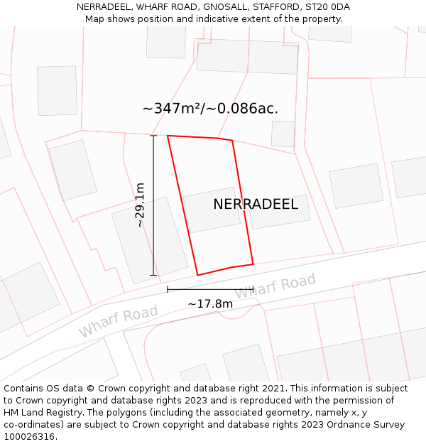 NERRADEEL, WHARF ROAD, GNOSALL, STAFFORD, ST20 0DA: Plot and title map