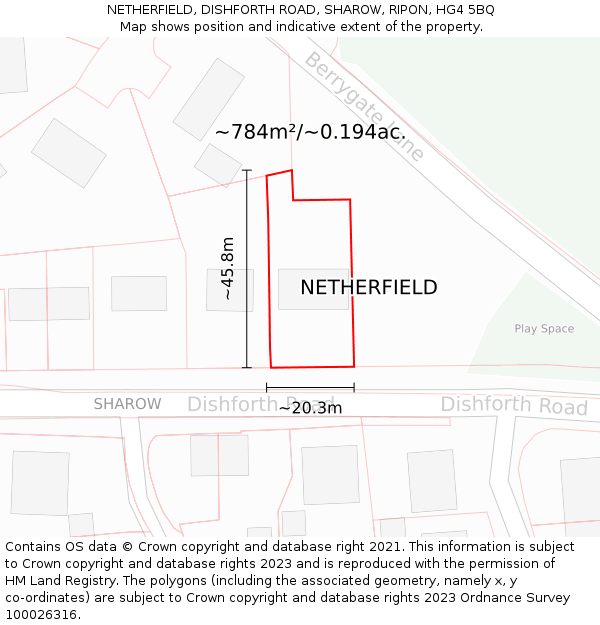 NETHERFIELD, DISHFORTH ROAD, SHAROW, RIPON, HG4 5BQ: Plot and title map