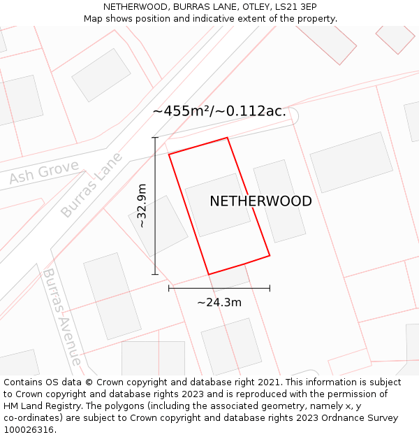 NETHERWOOD, BURRAS LANE, OTLEY, LS21 3EP: Plot and title map