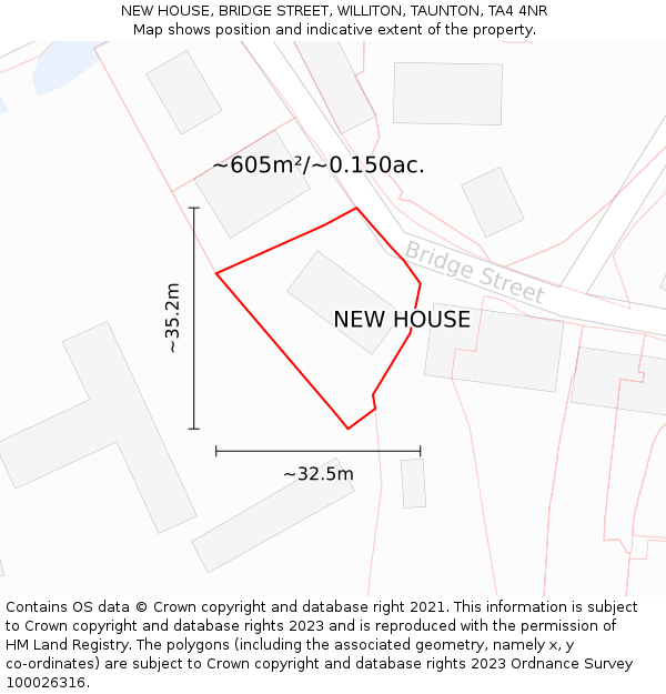 NEW HOUSE, BRIDGE STREET, WILLITON, TAUNTON, TA4 4NR: Plot and title map