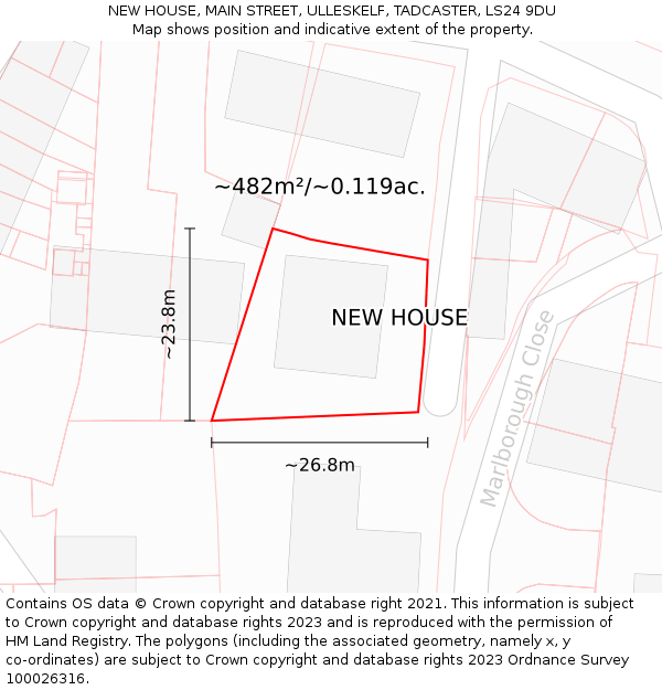 NEW HOUSE, MAIN STREET, ULLESKELF, TADCASTER, LS24 9DU: Plot and title map
