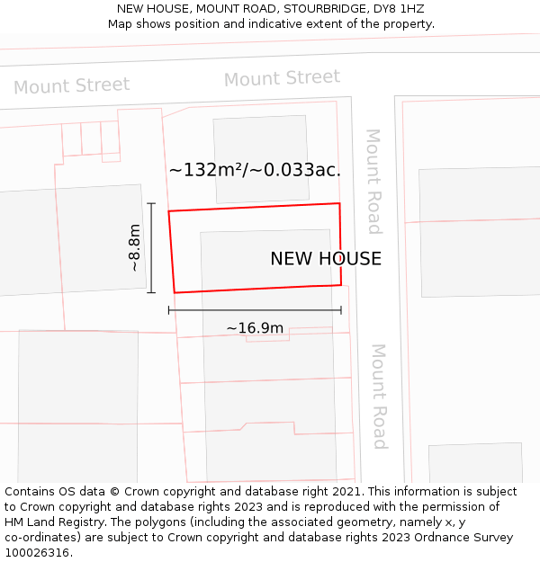 NEW HOUSE, MOUNT ROAD, STOURBRIDGE, DY8 1HZ: Plot and title map