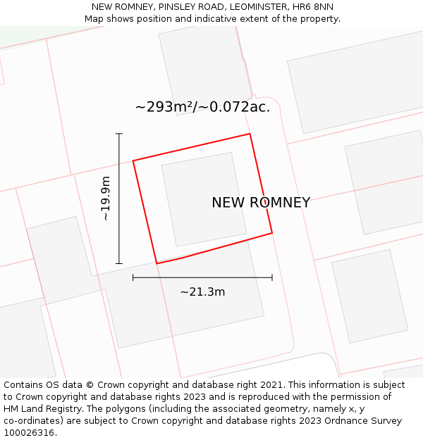 NEW ROMNEY, PINSLEY ROAD, LEOMINSTER, HR6 8NN: Plot and title map