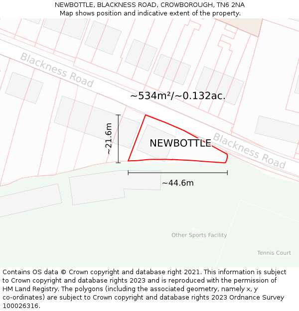 NEWBOTTLE, BLACKNESS ROAD, CROWBOROUGH, TN6 2NA: Plot and title map