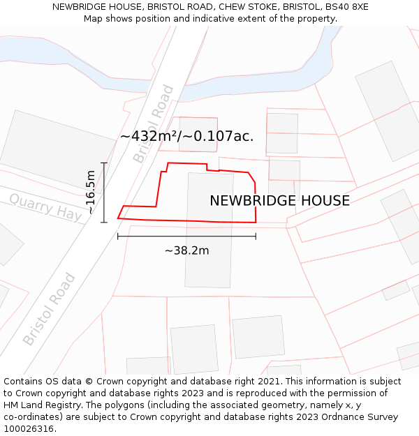 NEWBRIDGE HOUSE, BRISTOL ROAD, CHEW STOKE, BRISTOL, BS40 8XE: Plot and title map