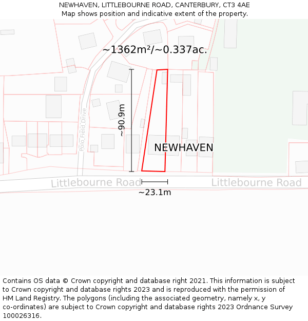 NEWHAVEN, LITTLEBOURNE ROAD, CANTERBURY, CT3 4AE: Plot and title map