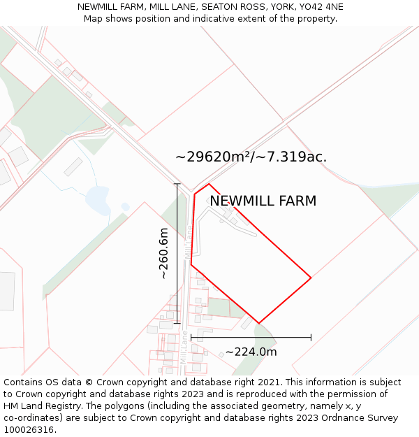 NEWMILL FARM, MILL LANE, SEATON ROSS, YORK, YO42 4NE: Plot and title map