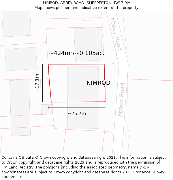 NIMROD, ABBEY ROAD, SHEPPERTON, TW17 9JA: Plot and title map