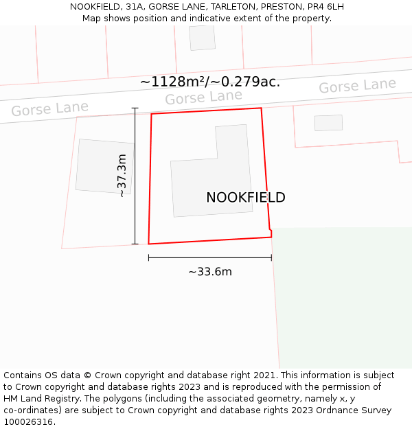 NOOKFIELD, 31A, GORSE LANE, TARLETON, PRESTON, PR4 6LH: Plot and title map