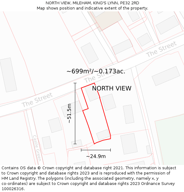 NORTH VIEW, MILEHAM, KING'S LYNN, PE32 2RD: Plot and title map