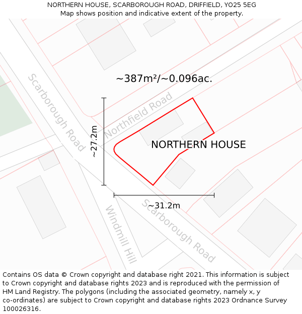 NORTHERN HOUSE, SCARBOROUGH ROAD, DRIFFIELD, YO25 5EG: Plot and title map