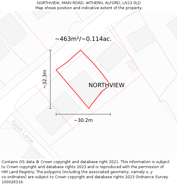 NORTHVIEW, MAIN ROAD, WITHERN, ALFORD, LN13 0LD: Plot and title map