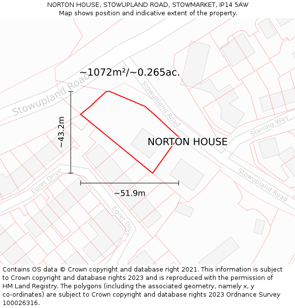 NORTON HOUSE, STOWUPLAND ROAD, STOWMARKET, IP14 5AW: Plot and title map