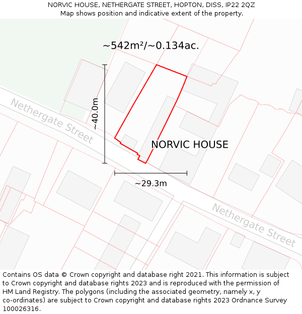 NORVIC HOUSE, NETHERGATE STREET, HOPTON, DISS, IP22 2QZ: Plot and title map