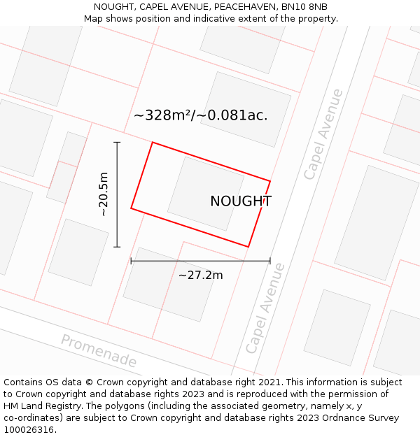 NOUGHT, CAPEL AVENUE, PEACEHAVEN, BN10 8NB: Plot and title map