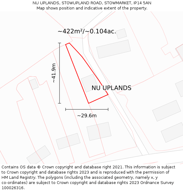 NU UPLANDS, STOWUPLAND ROAD, STOWMARKET, IP14 5AN: Plot and title map
