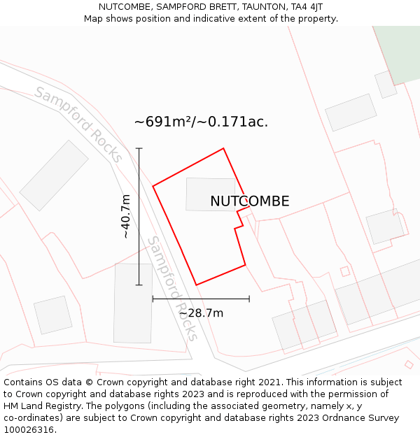 NUTCOMBE, SAMPFORD BRETT, TAUNTON, TA4 4JT: Plot and title map