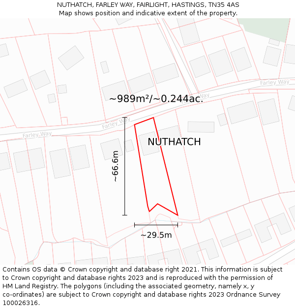 NUTHATCH, FARLEY WAY, FAIRLIGHT, HASTINGS, TN35 4AS: Plot and title map