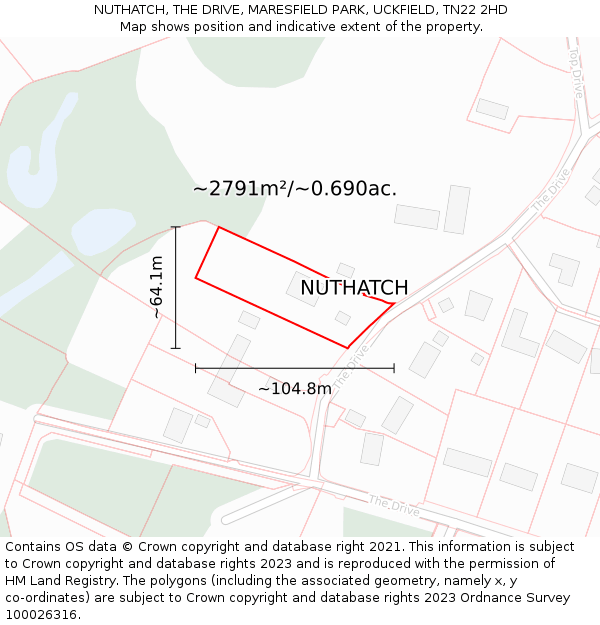NUTHATCH, THE DRIVE, MARESFIELD PARK, UCKFIELD, TN22 2HD: Plot and title map