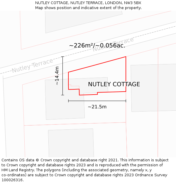 NUTLEY COTTAGE, NUTLEY TERRACE, LONDON, NW3 5BX: Plot and title map