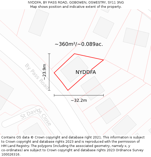 NYDDFA, BY PASS ROAD, GOBOWEN, OSWESTRY, SY11 3NG: Plot and title map