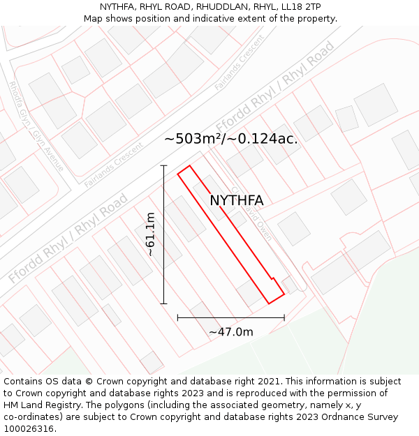 NYTHFA, RHYL ROAD, RHUDDLAN, RHYL, LL18 2TP: Plot and title map