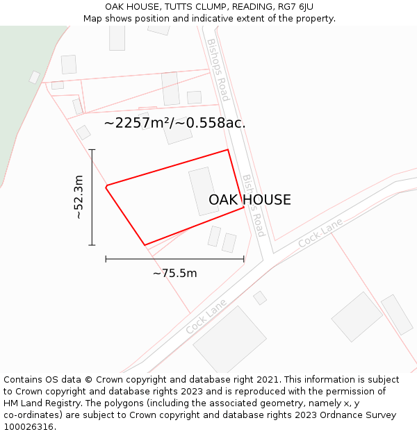 OAK HOUSE, TUTTS CLUMP, READING, RG7 6JU: Plot and title map