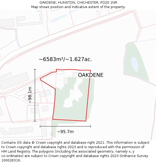 OAKDENE, HUNSTON, CHICHESTER, PO20 1NR: Plot and title map