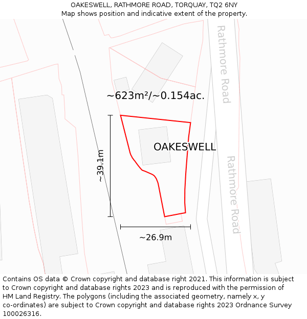 OAKESWELL, RATHMORE ROAD, TORQUAY, TQ2 6NY: Plot and title map