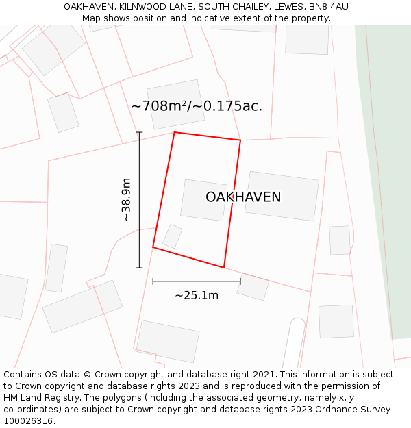 OAKHAVEN, KILNWOOD LANE, SOUTH CHAILEY, LEWES, BN8 4AU: Plot and title map